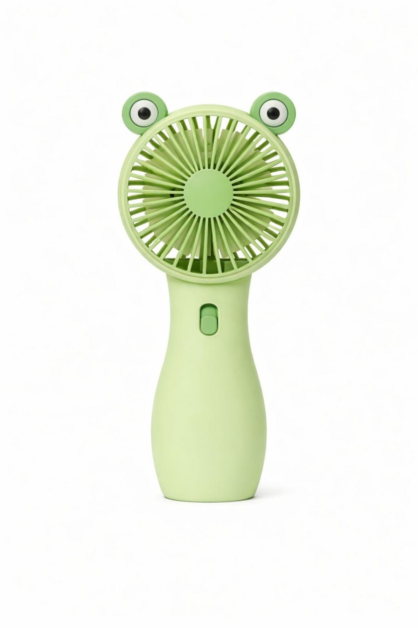 Ventilator portabil copii broscuta verde, reincarcabil USB, mini ventilator compact