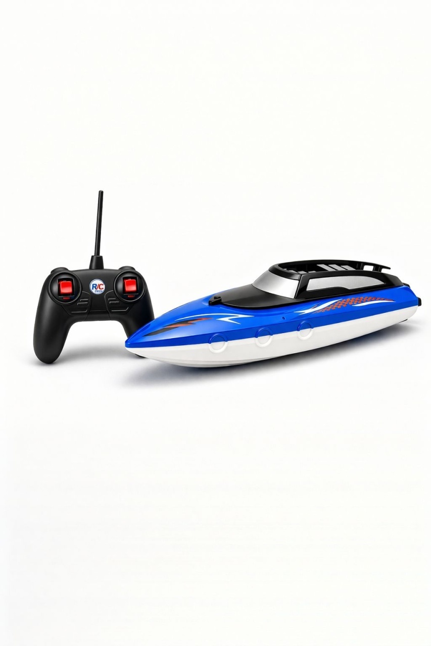 Yacht cu radiocomanda de mare viteza pentru apa design sport rosu/ albastru 34.5x12x15 cm 4