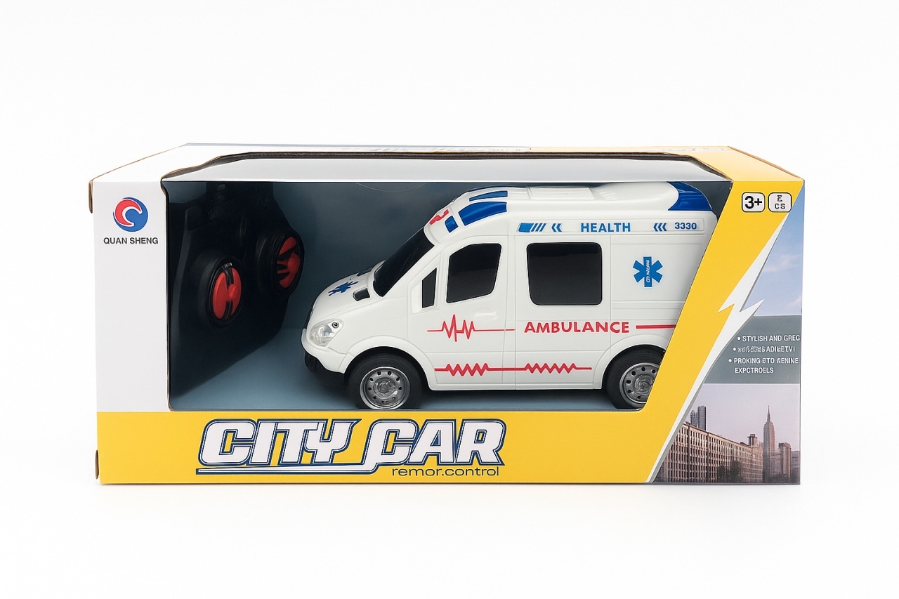 Ambulanta cu radiocontrol 24x12 cm, City Car, model realist, cu telecomanda 2