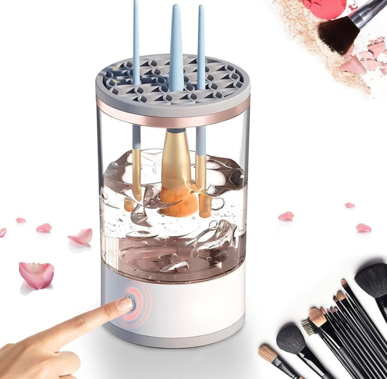Aparat electric curatare pensule machiaj USB, dispozitiv automat pentru pensule makeup 4