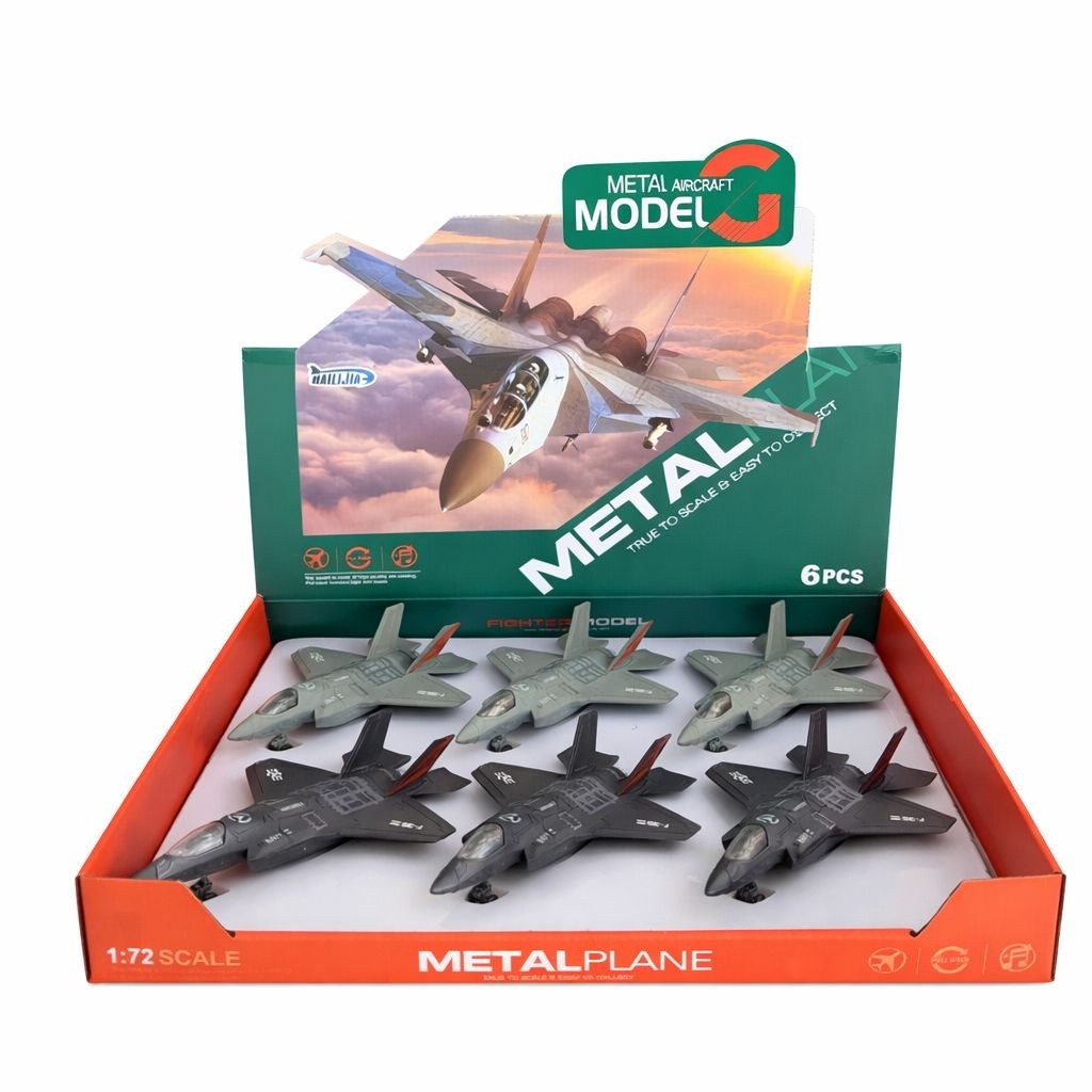 Avion militar jucarie metalic cu lumini si sunete model realist 21 cm diverse culori 2
