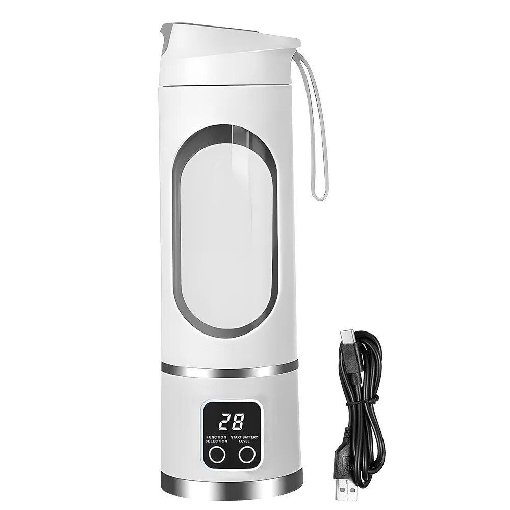Blender portabil electric 450ml pentru smoothie si shake, reincarcabil USB Type-C, alb 3