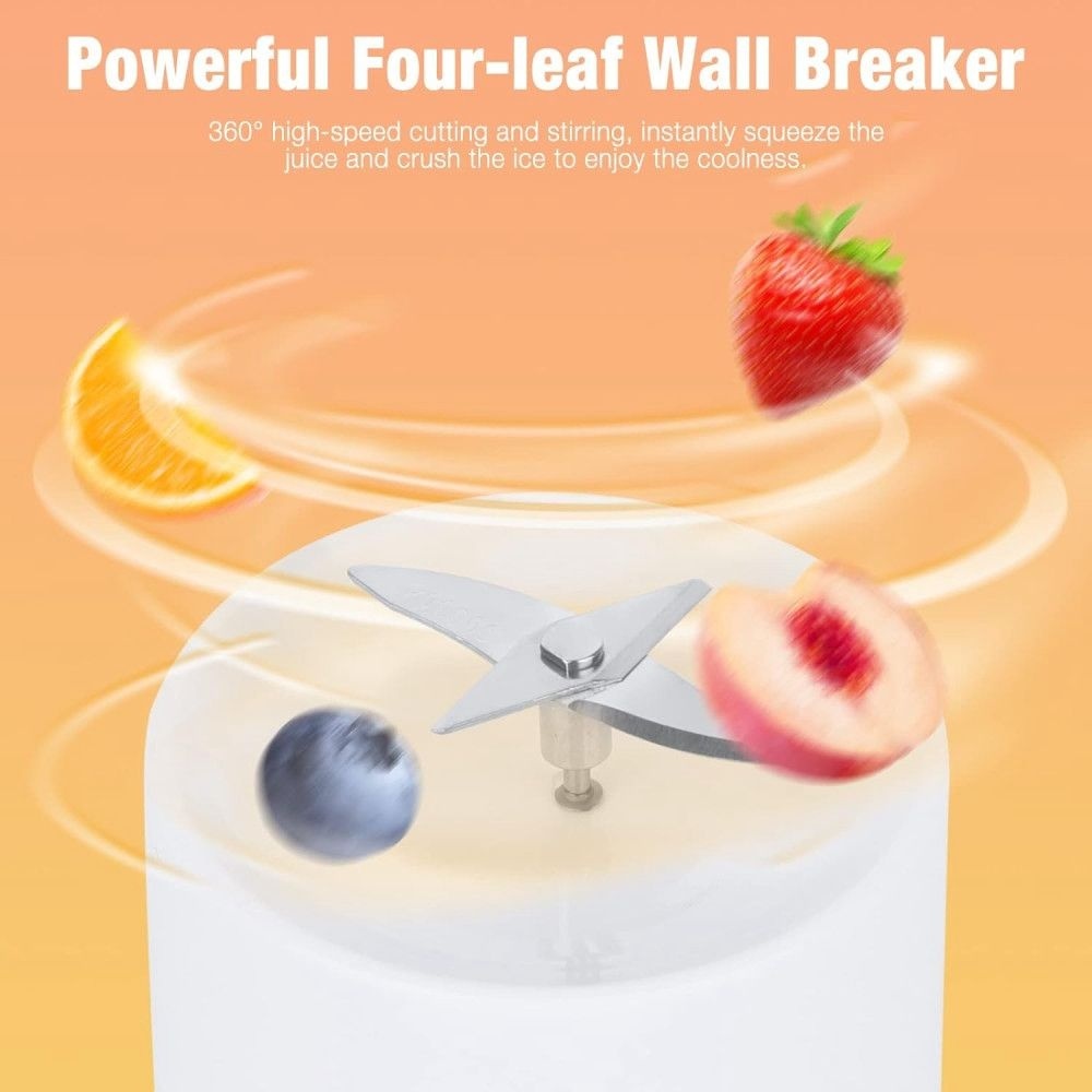 Blender portabil USB pentru smoothie si sucuri, mini mixer reincarcabil 420 ml alb 3