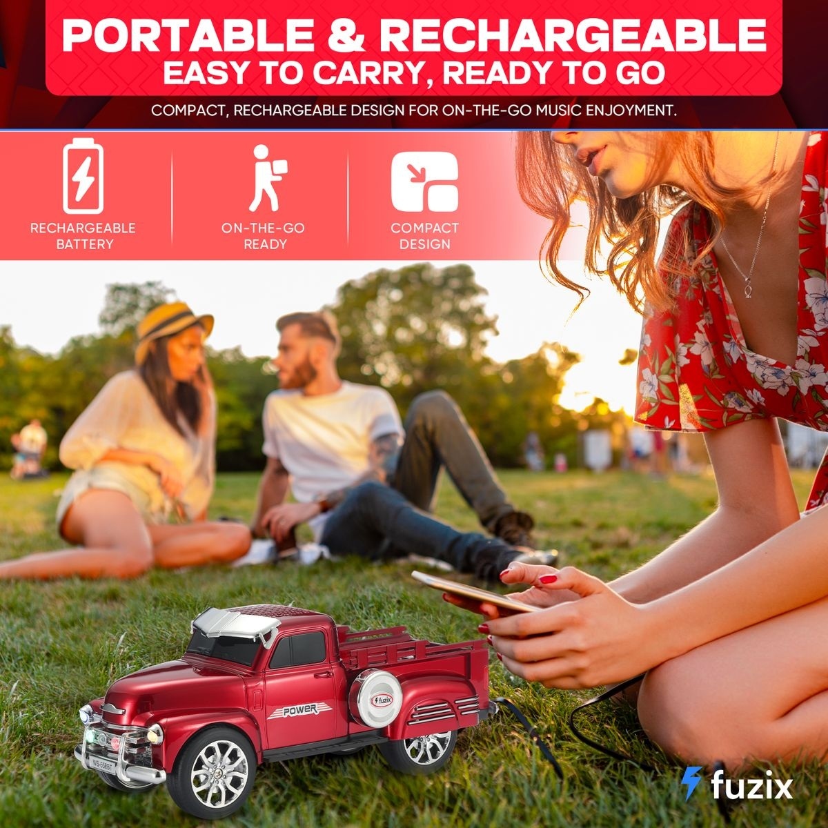 Boxa portabila Bluetooth masina vintage, radio FM, USB, TF, lumini LED, TWS, rosu 5