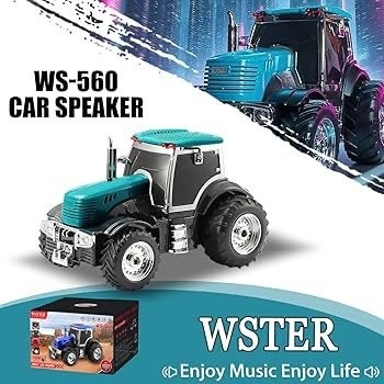 Boxa portabila Bluetooth tractor vintage, radio FM, USB, TF, AUX, lumini LED, TWS, verde smarald 2