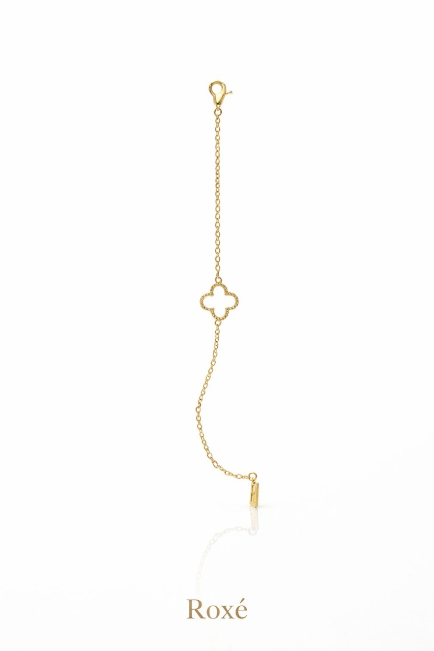 Brățară aurie Roxé cu simbol alb elegant, reglabilă 16.5+6 cm 2