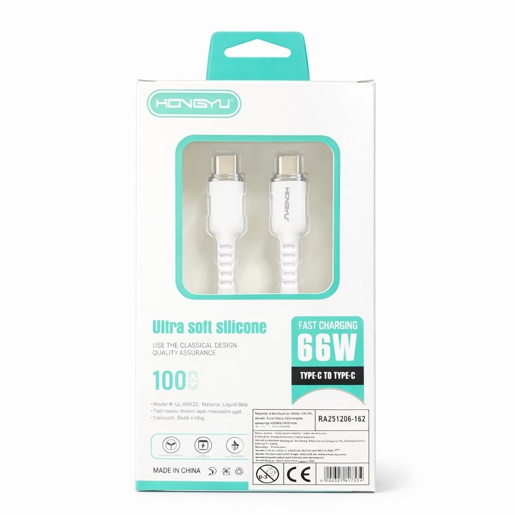 Cablu USB Type-C 66W Fast Charging, 100cm, Alb 2