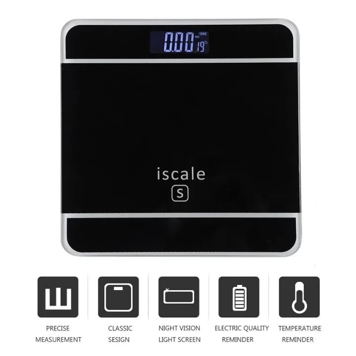 Cântar electronic de baie iScale, afișaj digital, argintiu, sticlă și plastic 3