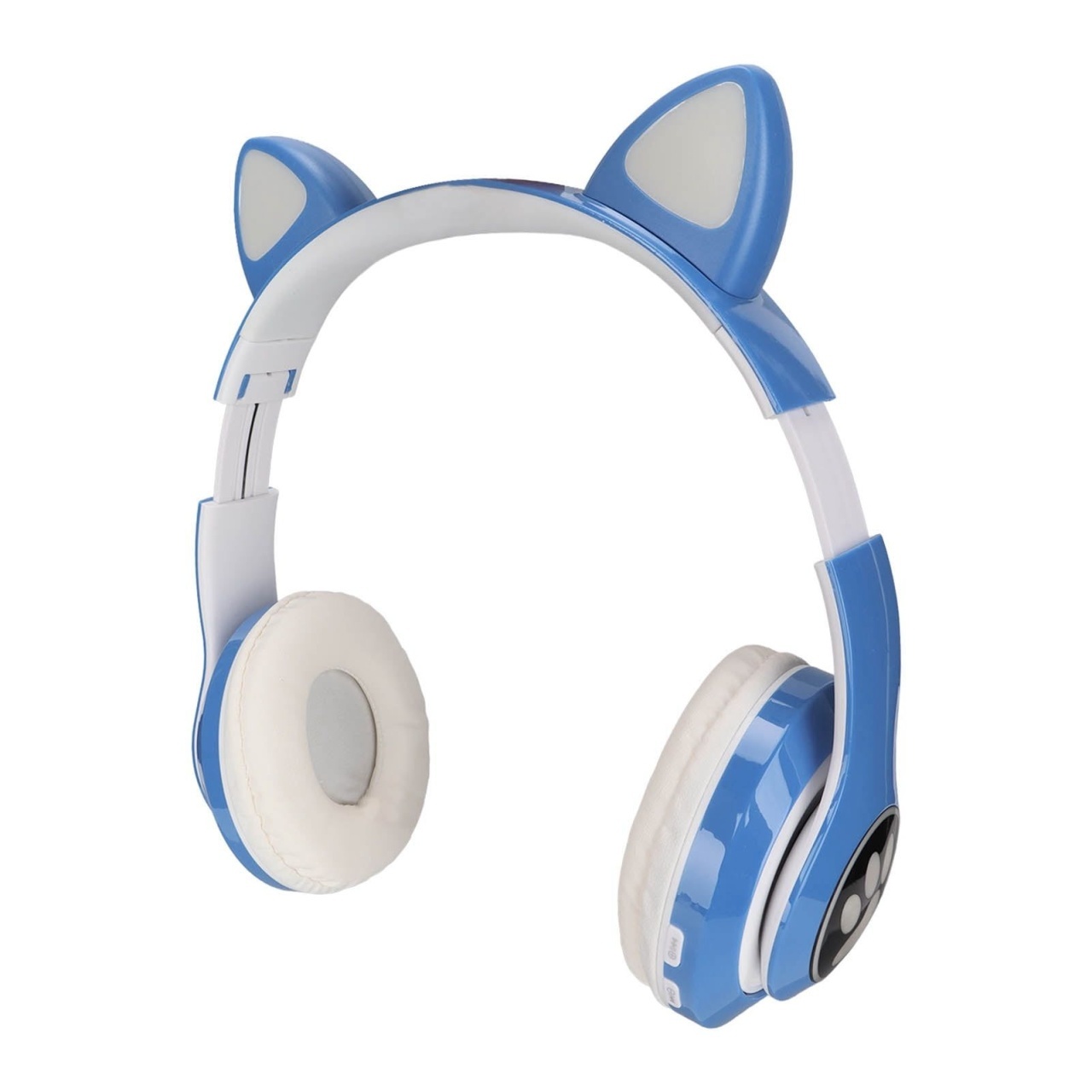 Căști wireless cu urechi de pisică și lumini LED, design ergonomic, Albastru 2