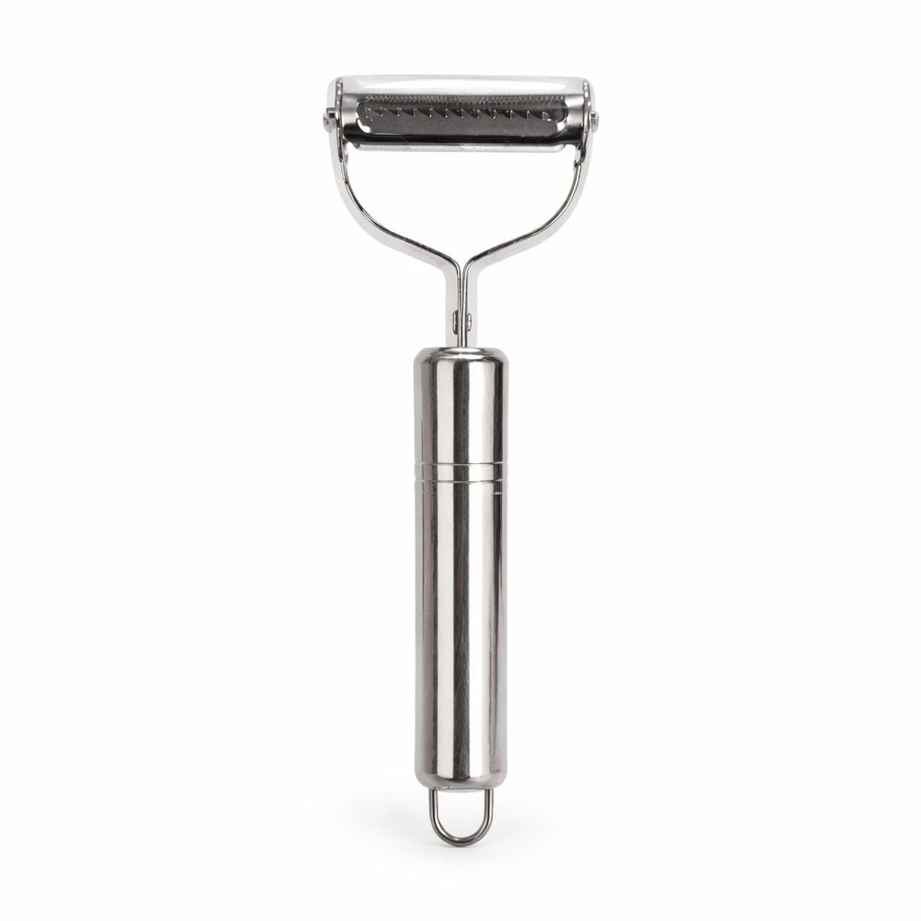 Curatator legume si fructe inox argintiu, decojitor multifunctional cu lama zimtata