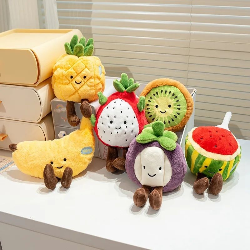 Jucarie plus ananas pufos cu fata zambitoare, model simpatic, 16 cm 3