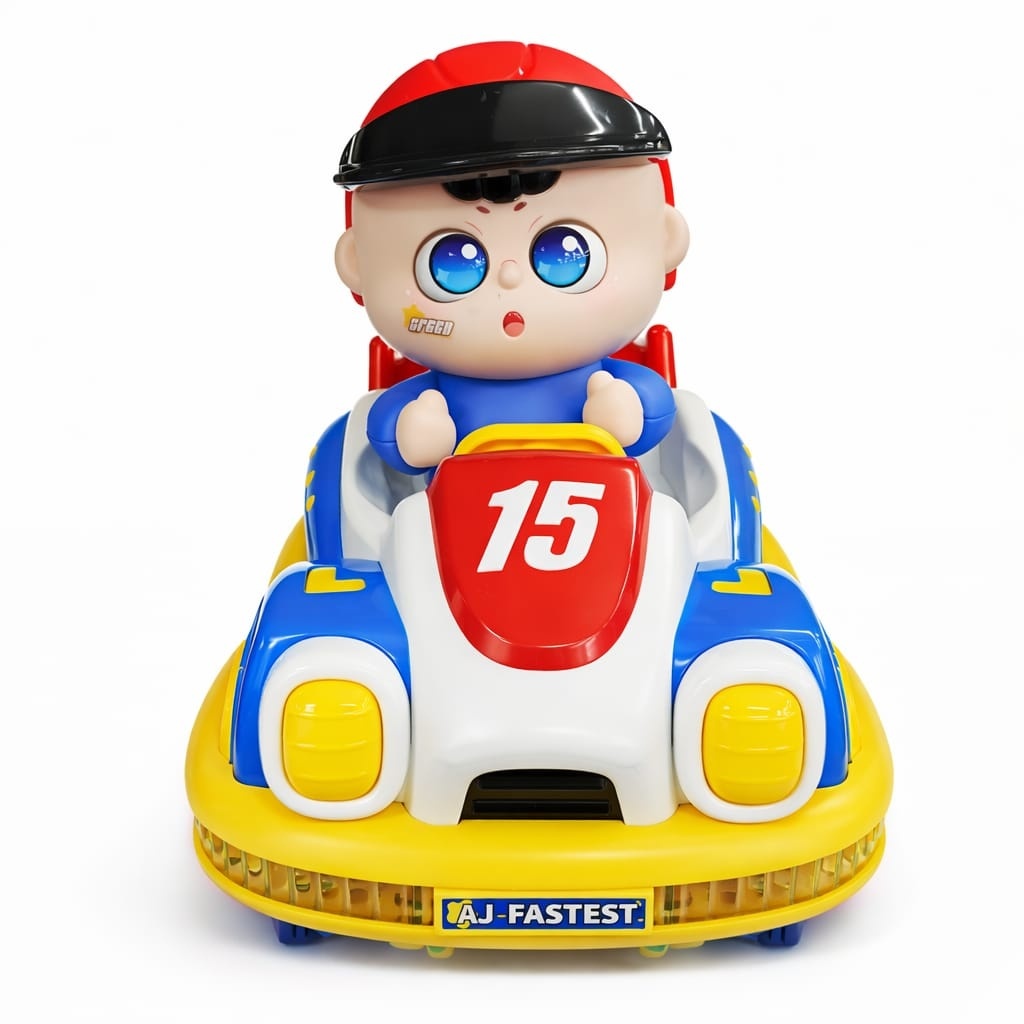 Masinuta bumper car cu figurina si lumini, jucarie interactiva copii 23 cm 3