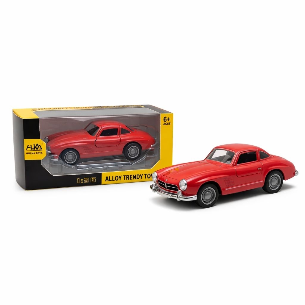 Masinuta metalica retro coupe rosu, model clasic 15 cm