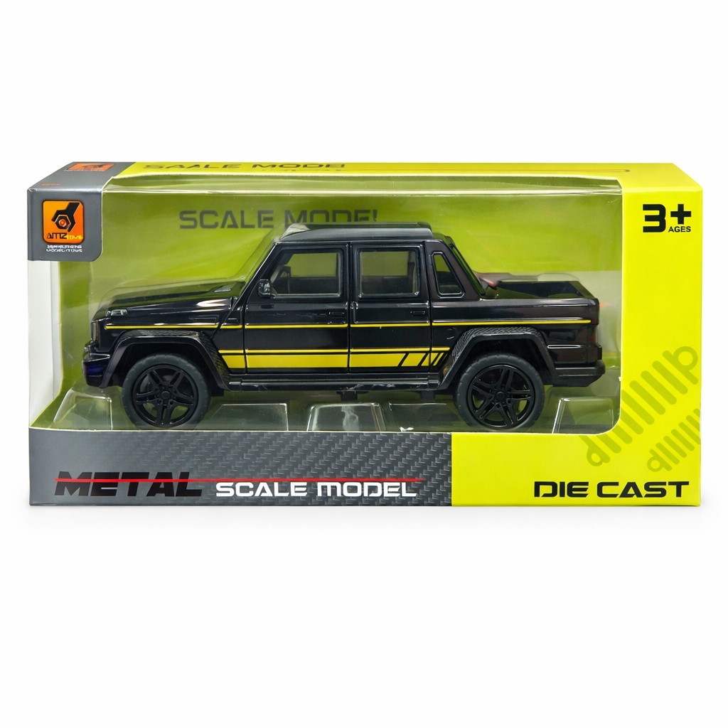 Masinuta pickup offroad metalica neagra, model scara, usi functionale, 15.5x7 cm 2