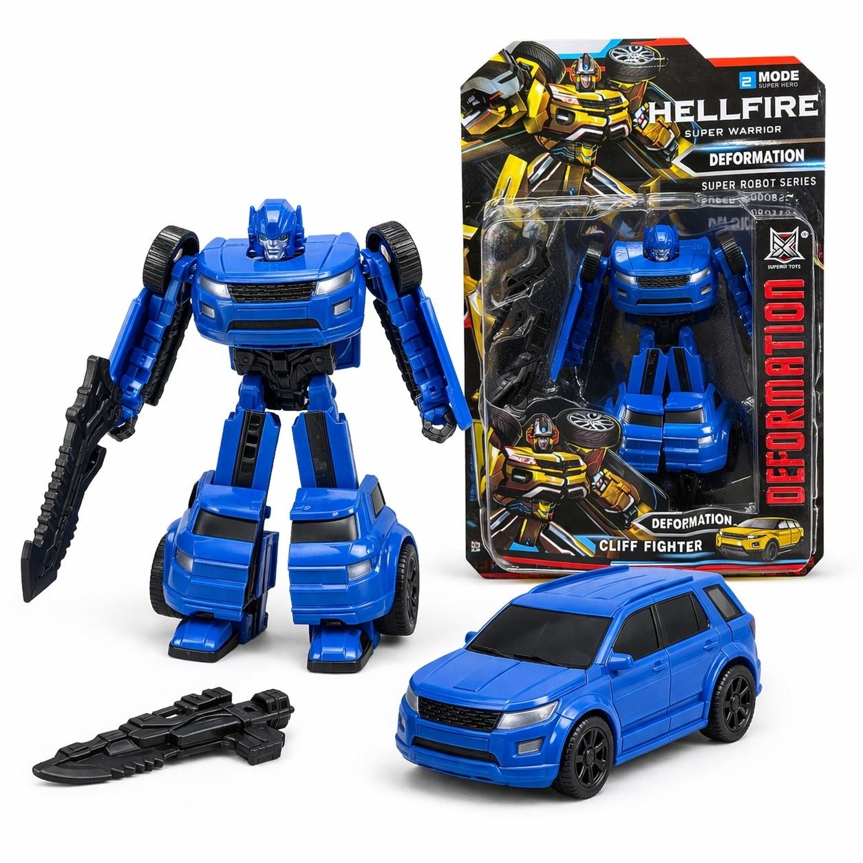 Masinuta transformabila in robot, jucarie 2 in 1, albastru, 18 cm 2