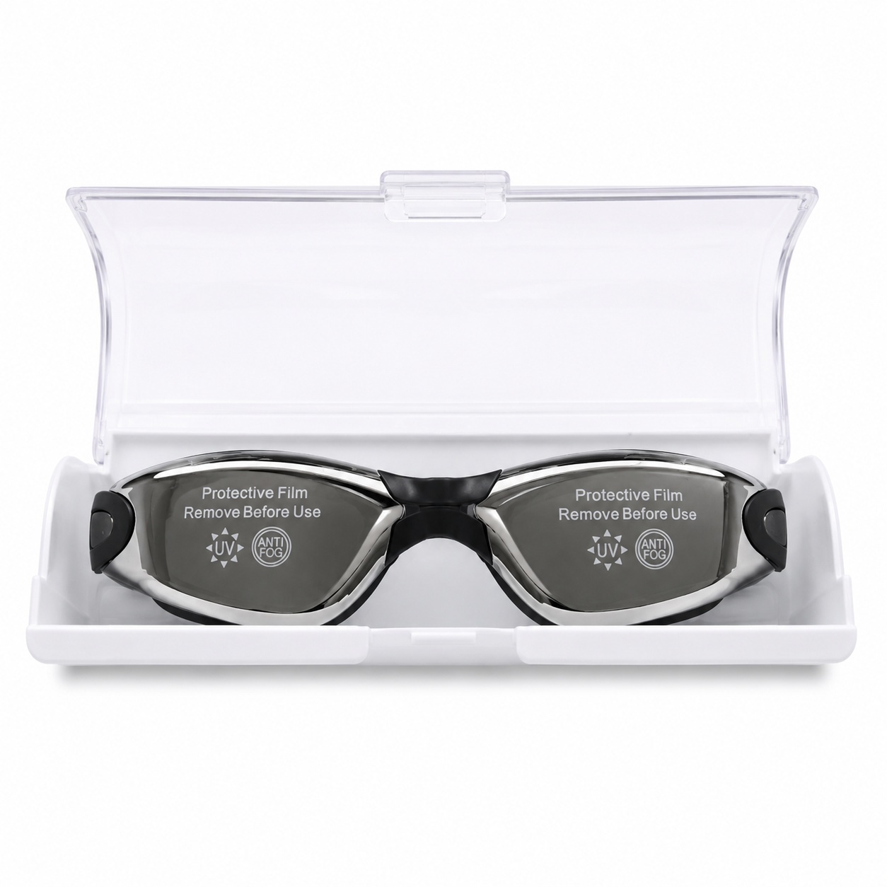 Ochelari de inot copii negri reglabili cu dopuri de urechi silicon anti-fog UV
