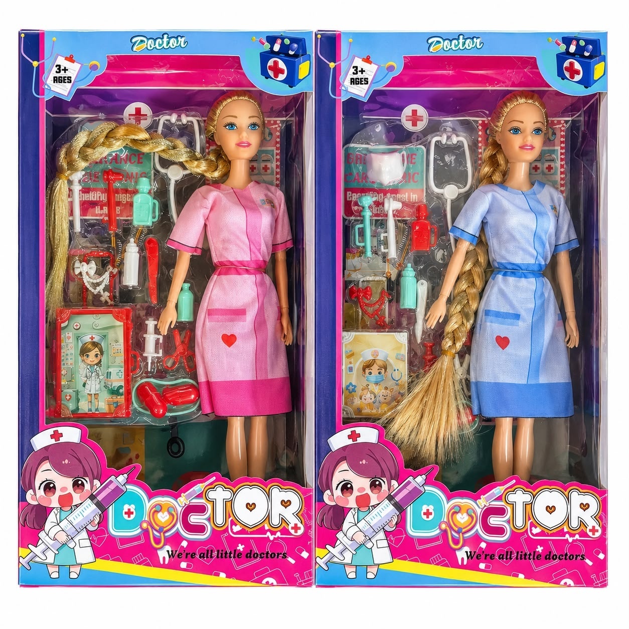 Păpușă Asistentă Medicală cu Trusă Doctor și Accesorii, Păr Lung, 3+ Ani – Model Aleatoriu 2