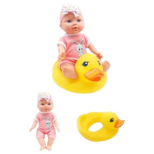 Păpușă Bebelus cu colac de baie, plastic, funcție interactivă, 18,5 cm 2
