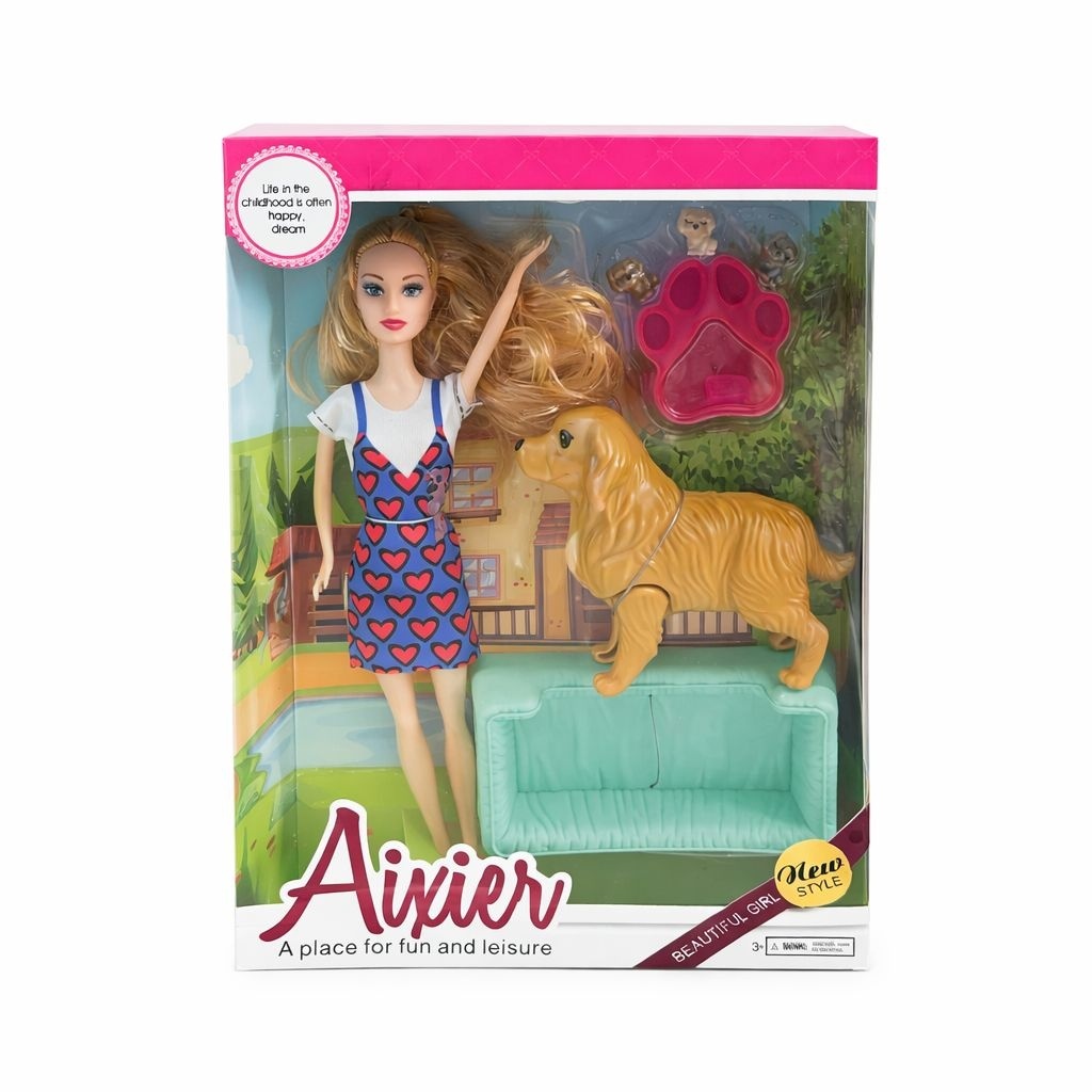 Papusa fashion cu animal de companie si accesorii, set joaca, model aleator, 32 cm 3