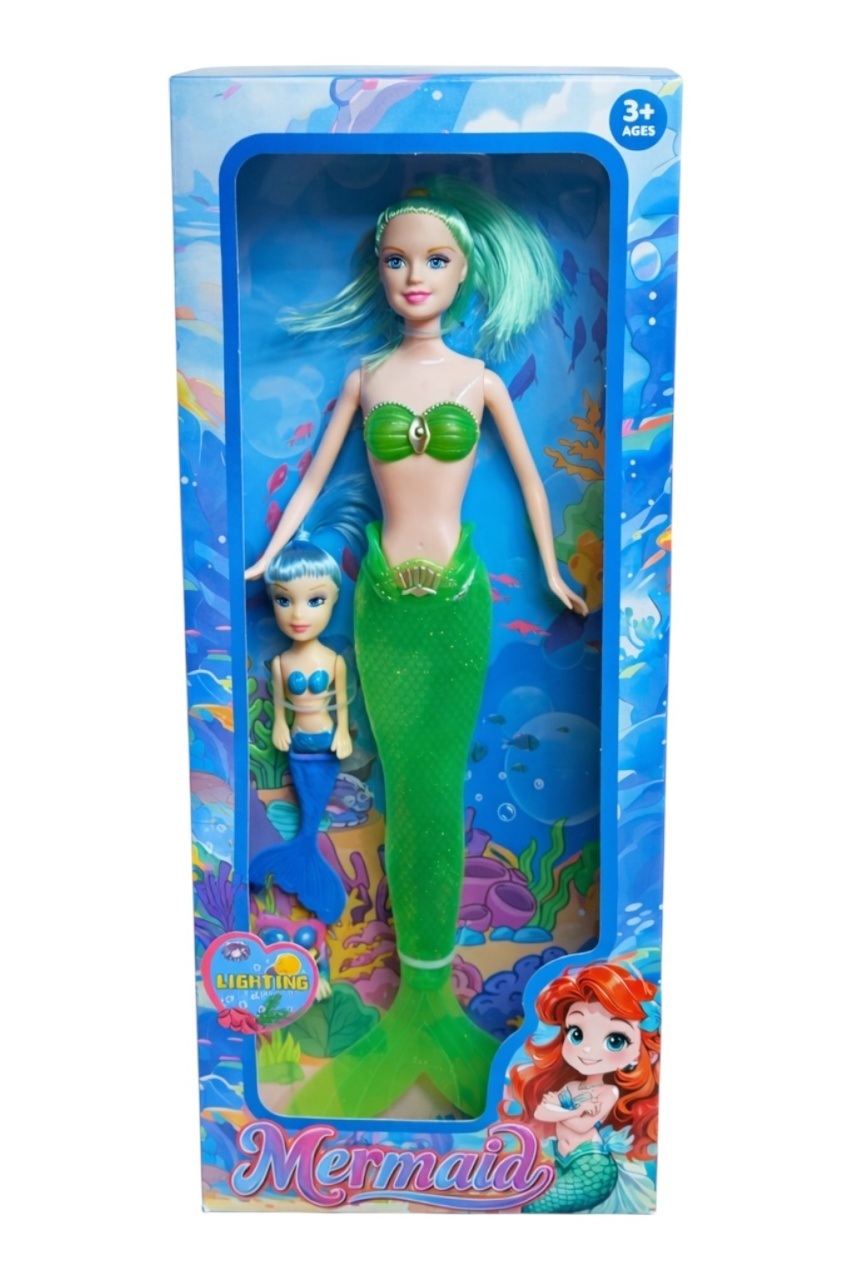 Papusa sirena verde+ mini papusa sirena albastra 2
