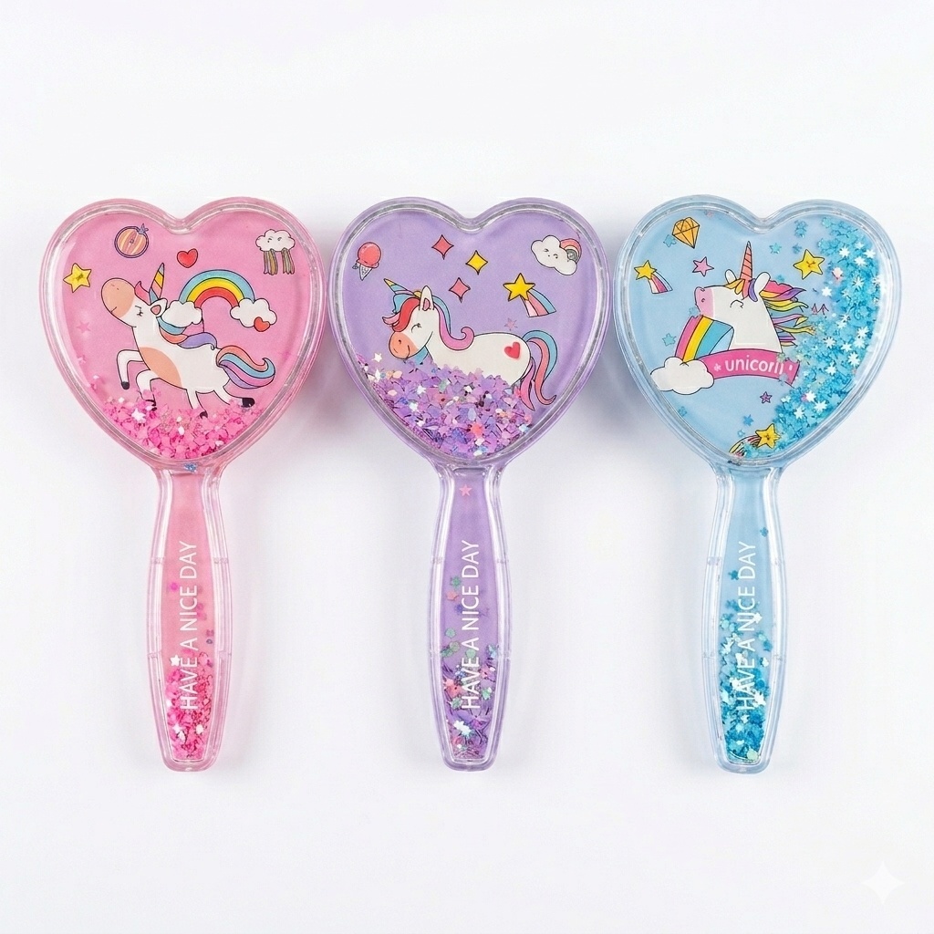 Perie de Păr 15cm , inimioara cu Unicorn– Descurcare Delicată, Diverse Modele