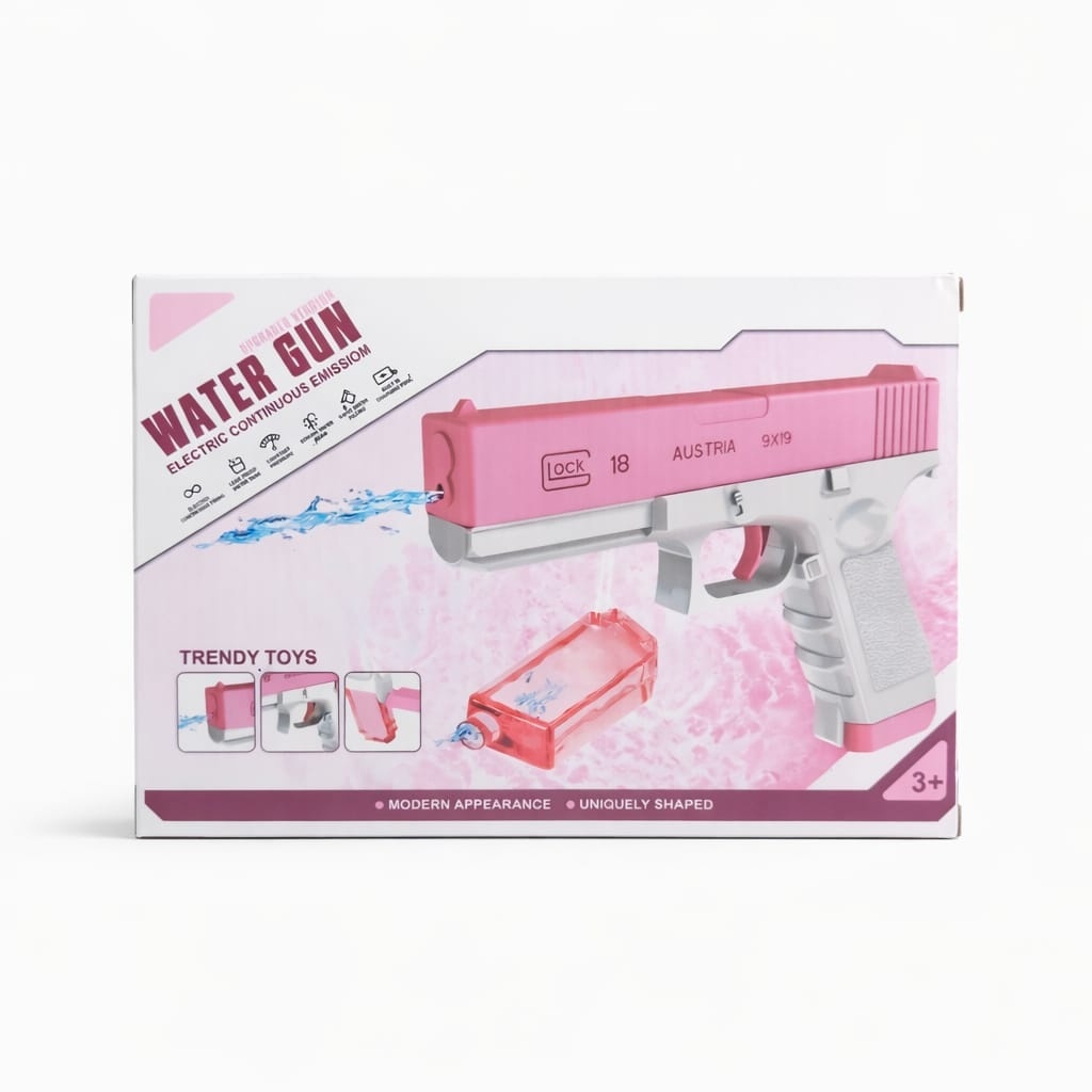 Pistol cu apa electric pentru copii, rezervor detasabil, roz alb 2