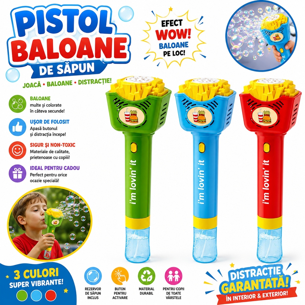 Pistol pentru Baloane de Apa, Jucarie de Vara cu Rezervor, Model Colorat pentru Copii