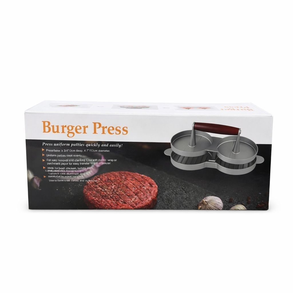 Presă dublă pentru burgeri din aluminiu cu mâner ergonomic din lemn 4