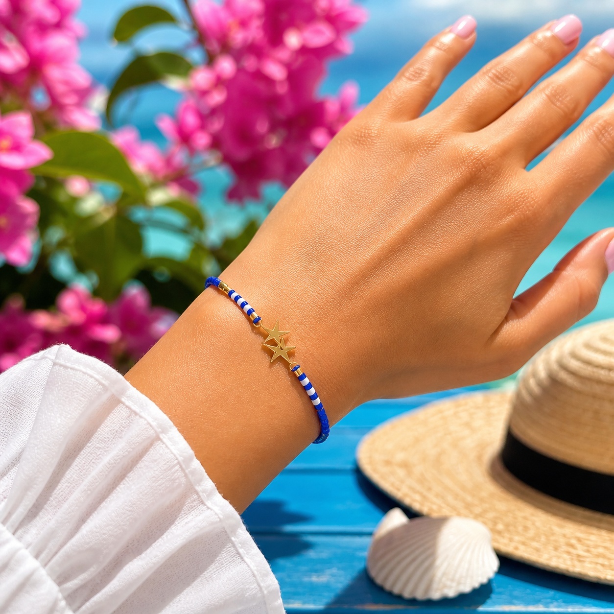 Set 12 Brățări Reglabile cu Pandantiv Steluțe – Brățări de Mână Elegante cu Mărgele Colorate 3