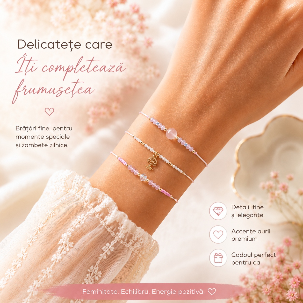 Set 12 Brățări Trio Handmade, copacul vietii – 36 Brățări Reglabile 16 cm, Design Delicat 3