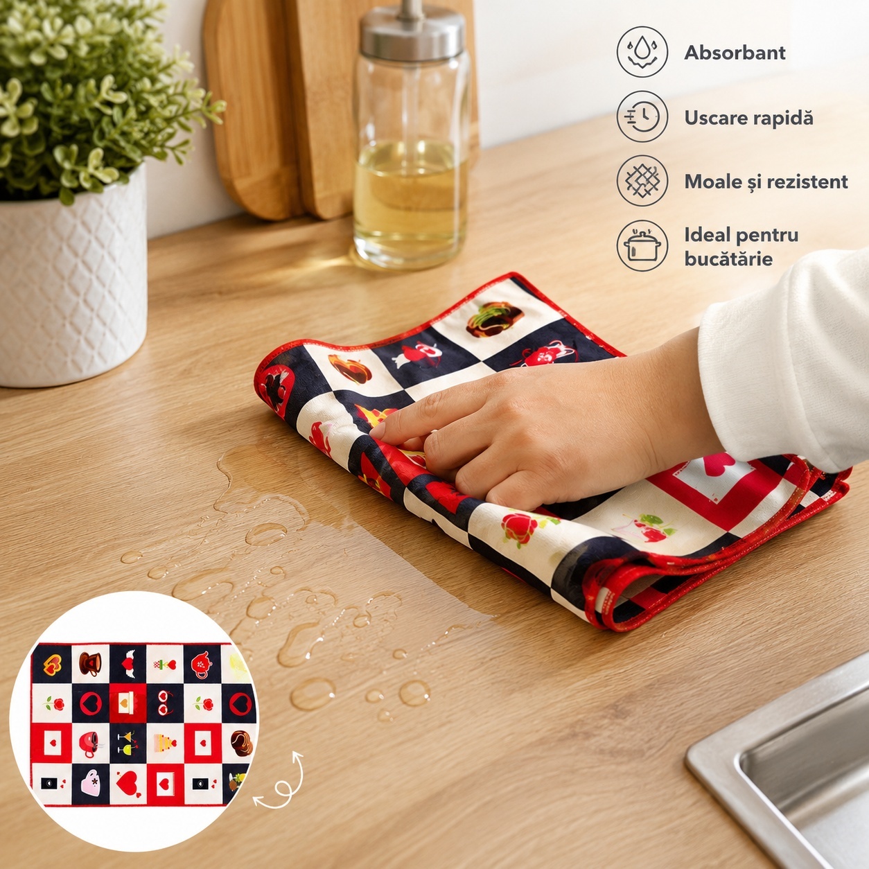 Set 12 Prosoape de Bucătărie 40x60 cm – Modele Diverse , Poliester cu Bumbac, Absorbante 3