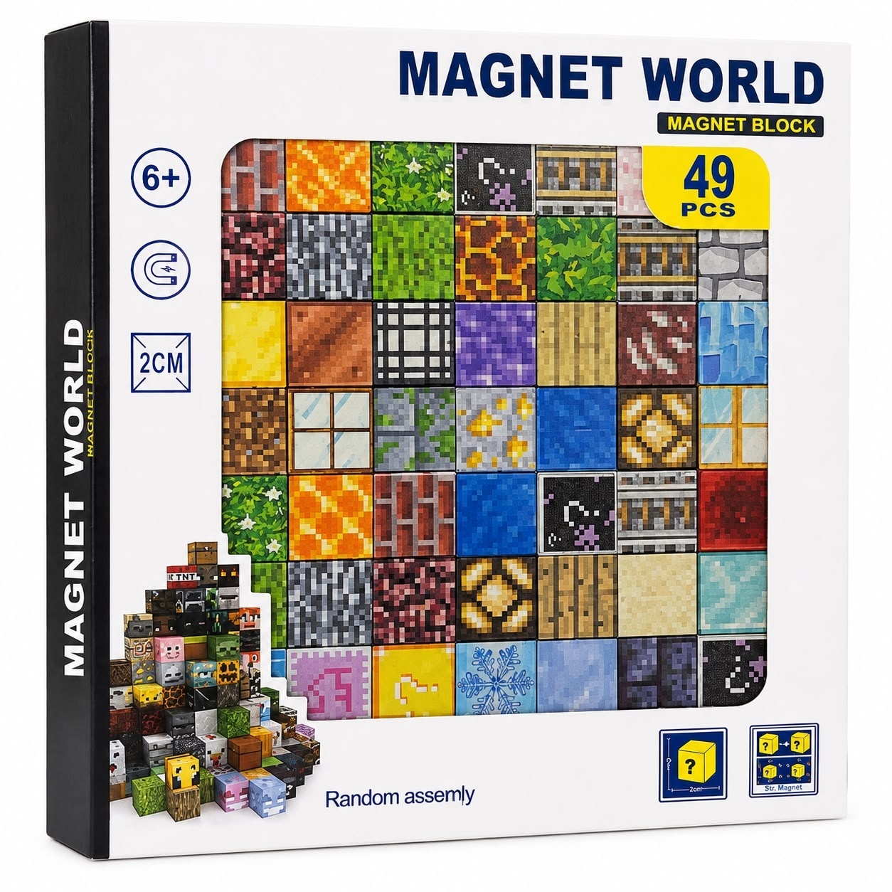 Set Cuburi Magnetice Magnet World, 49 Piese, 2 cm – Joc de Construcție 3D Educativ pentru Copii 6+ 2