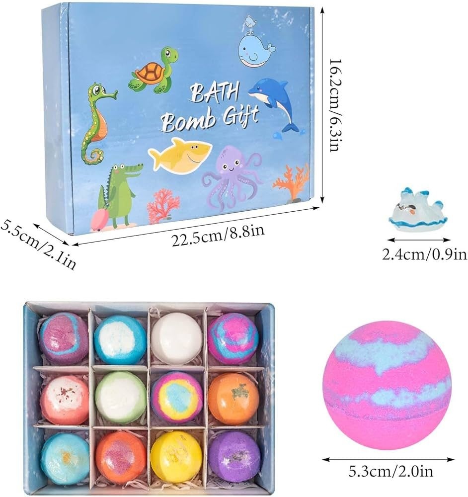 Set de 12 Bile Efervescente de Baie pentru Copii cu Figurine Surpriză – Bombe de Baie Colorate, Cadou Ideal 2