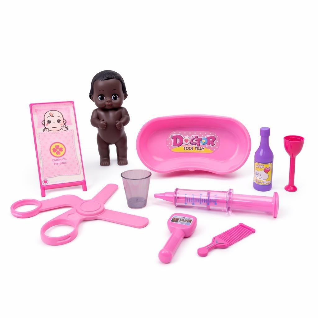Set de joacă doctor copii, trusă medicală din plastic, joc de rol educativ, roz