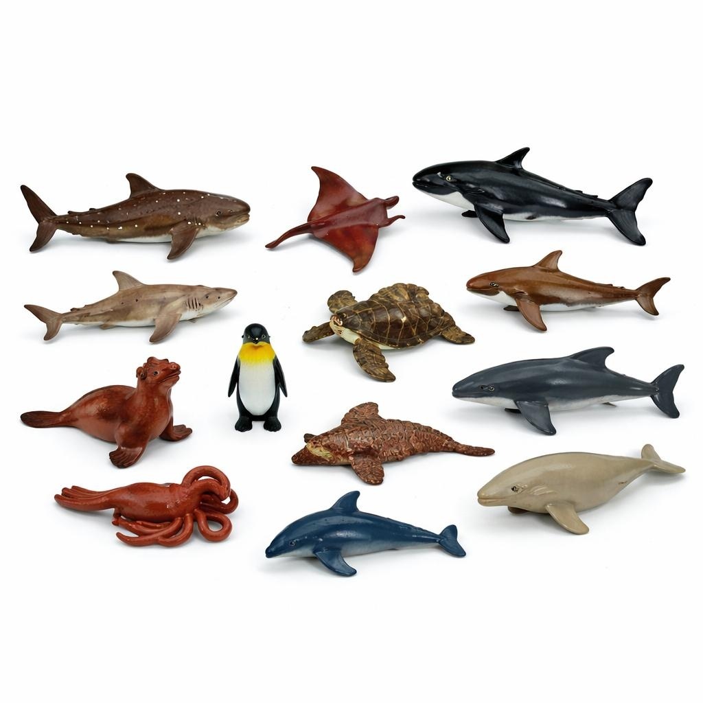 Set figurine animale marine 12 piese, jucarii educative copii, colectie Sea World 2