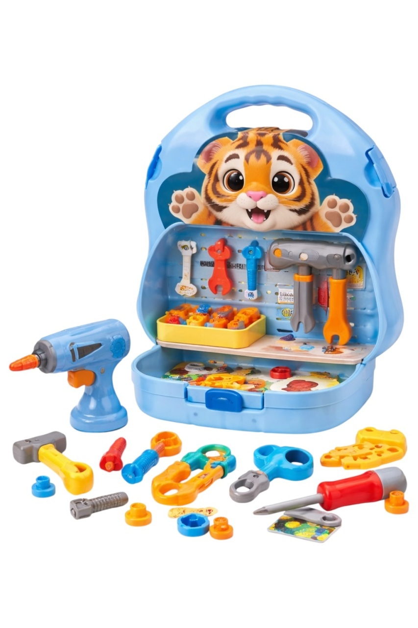 Set Valiză cu Unelte de Jucărie pentru Reparatii/Constructii, Plastic, 27 piese, 27.5x28x8 cm