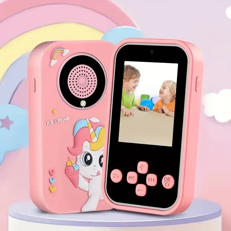 Telefon copii model unicorn roz cu camera jocuri muzica si ecran color 2