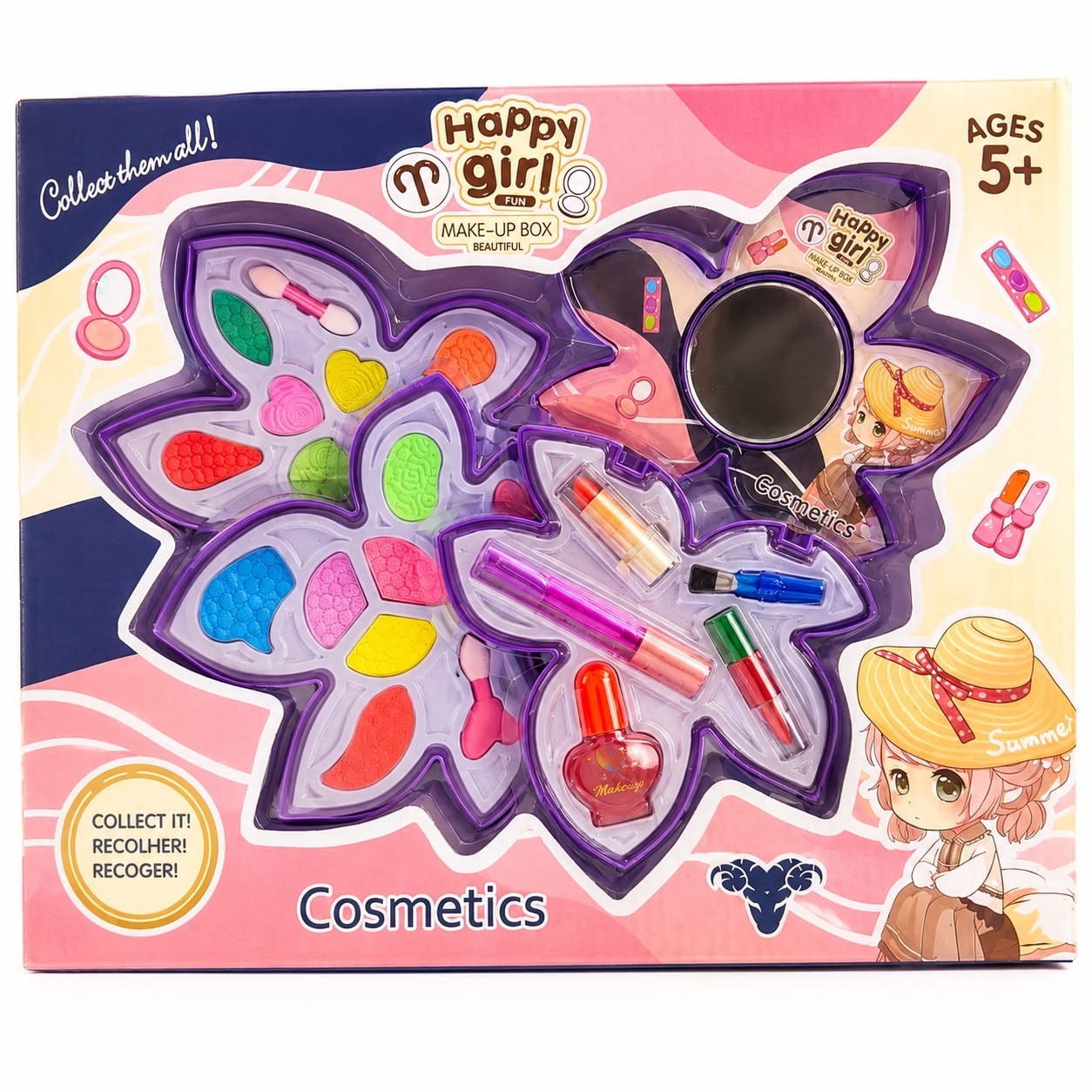 Trusă de Machiaj pentru Copii cu Oglindă, Farduri, Ruj și Lac de Unghii – Set Cosmetic de Jucărie