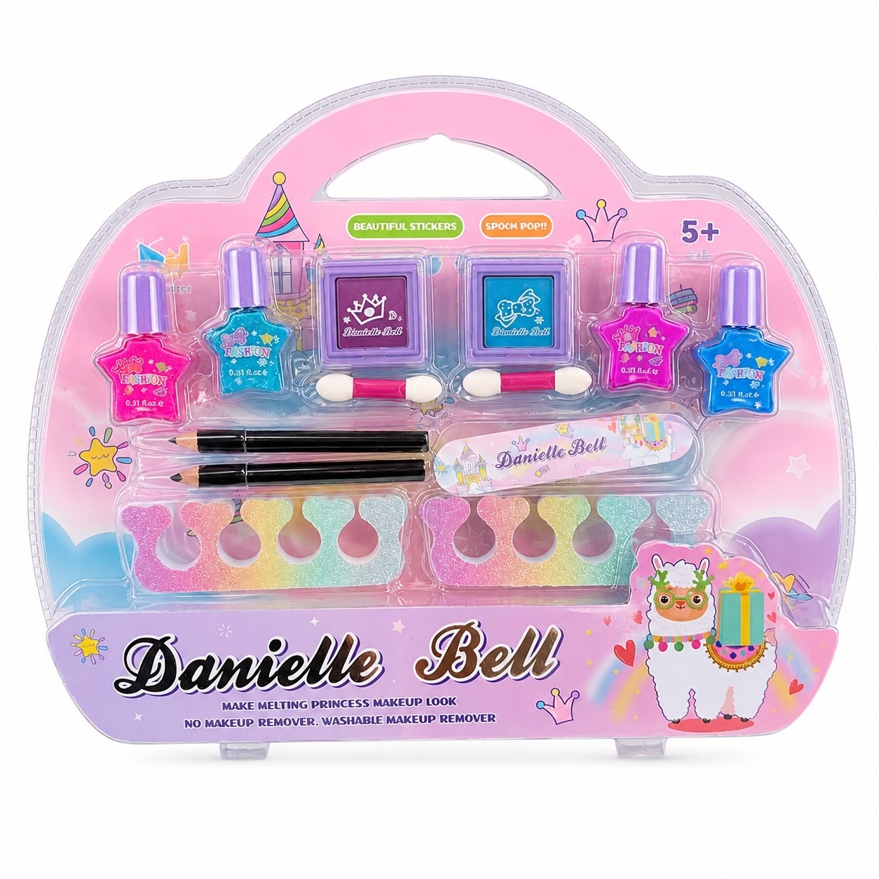 Trusă de Machiaj pentru Copii Danielle Bell Princess Set cu Oje, Farduri, Accesorii și Stickere