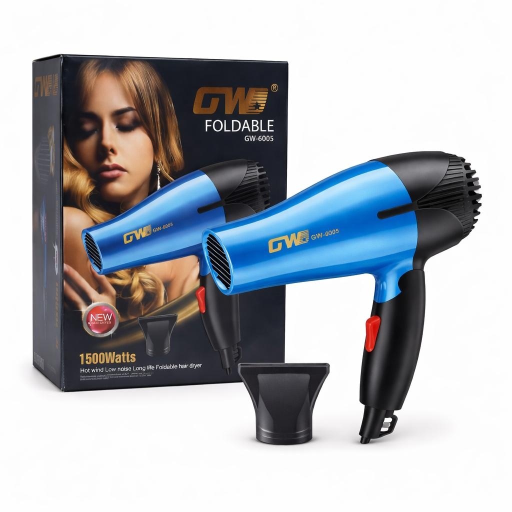 Uscător de păr pliabil GW-6005, 1500W, compact pentru călătorii, Albastru 2