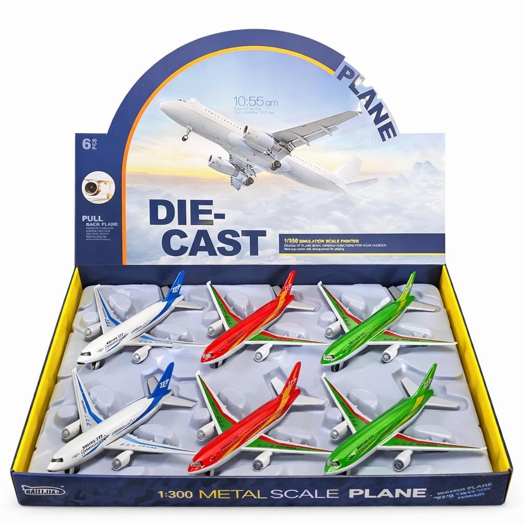 Avion jucarie metalic cu sunete si lumini model pasager diverse culori 18.5 cm 2