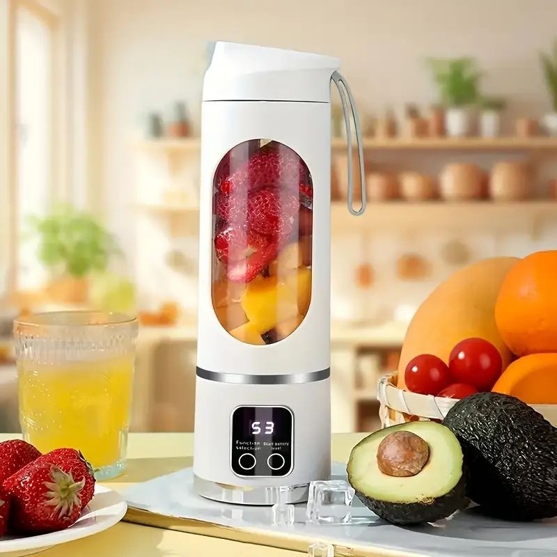 Blender portabil electric 450ml pentru smoothie si shake, reincarcabil USB Type-C, alb