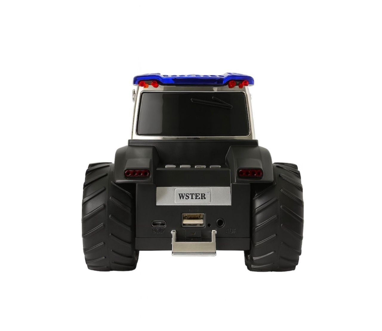 Boxa portabila Bluetooth tractor vintage, radio FM, USB, TF, AUX, TWS, lumini LED, albastru indigo 2