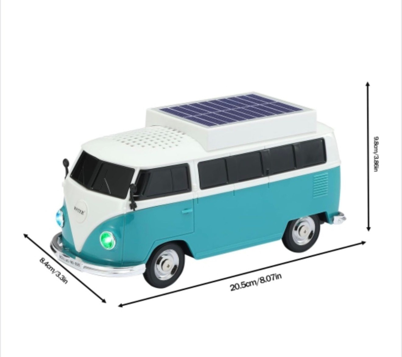 Boxă portabilă Bluetooth WSTER în formă de microbuz retro, cu încărcare solară, turcoaz 5
