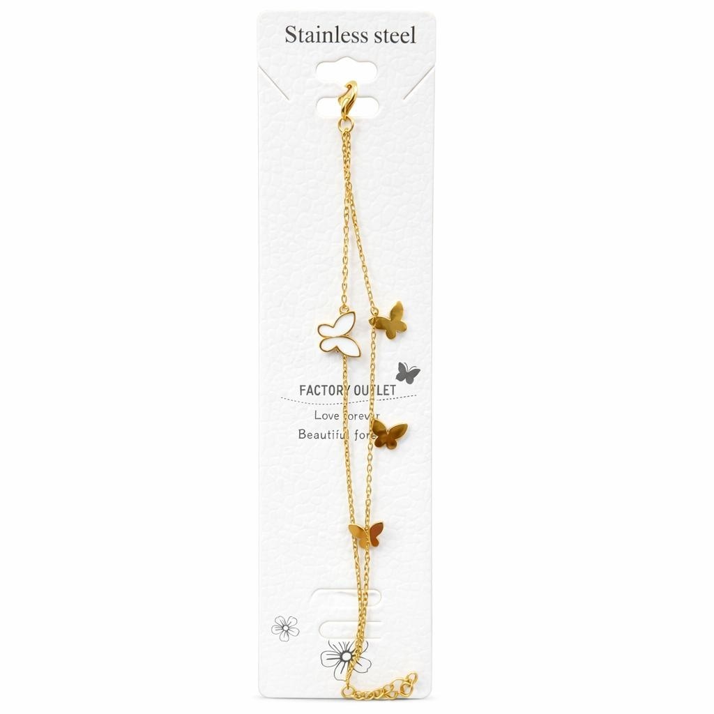Brățară aurie Roxé cu fluturași eleganți, design delicat, inoxidabil 16.5+3.5 cm 2