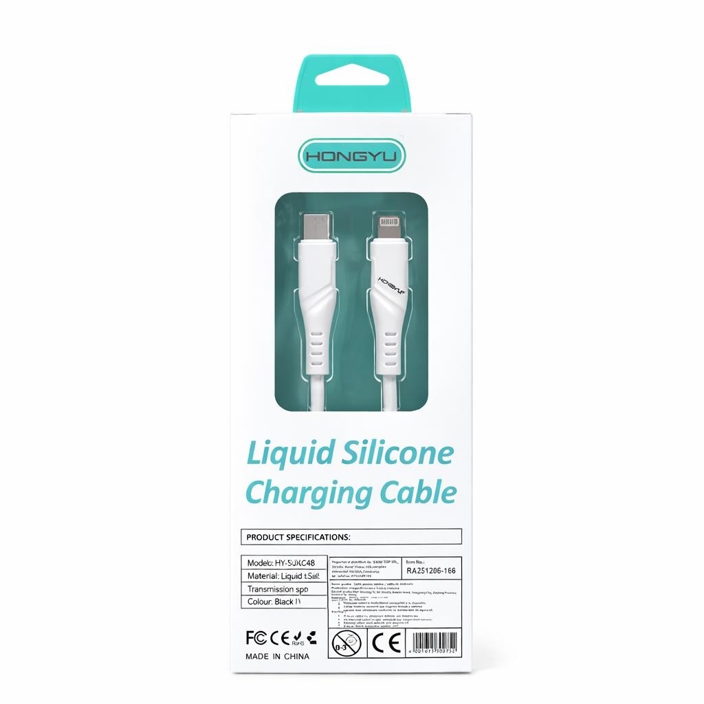 Cablu de incarcare si date USB-C Lightning Hongyu HY-SJX40, 66W, 1m, fast charge, alb 2