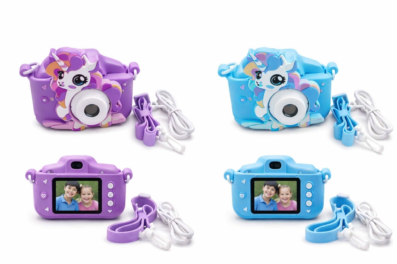 Camera foto copii unicorn albastra, digitala, cu snur si cablu incarcare, 6+ ani 3