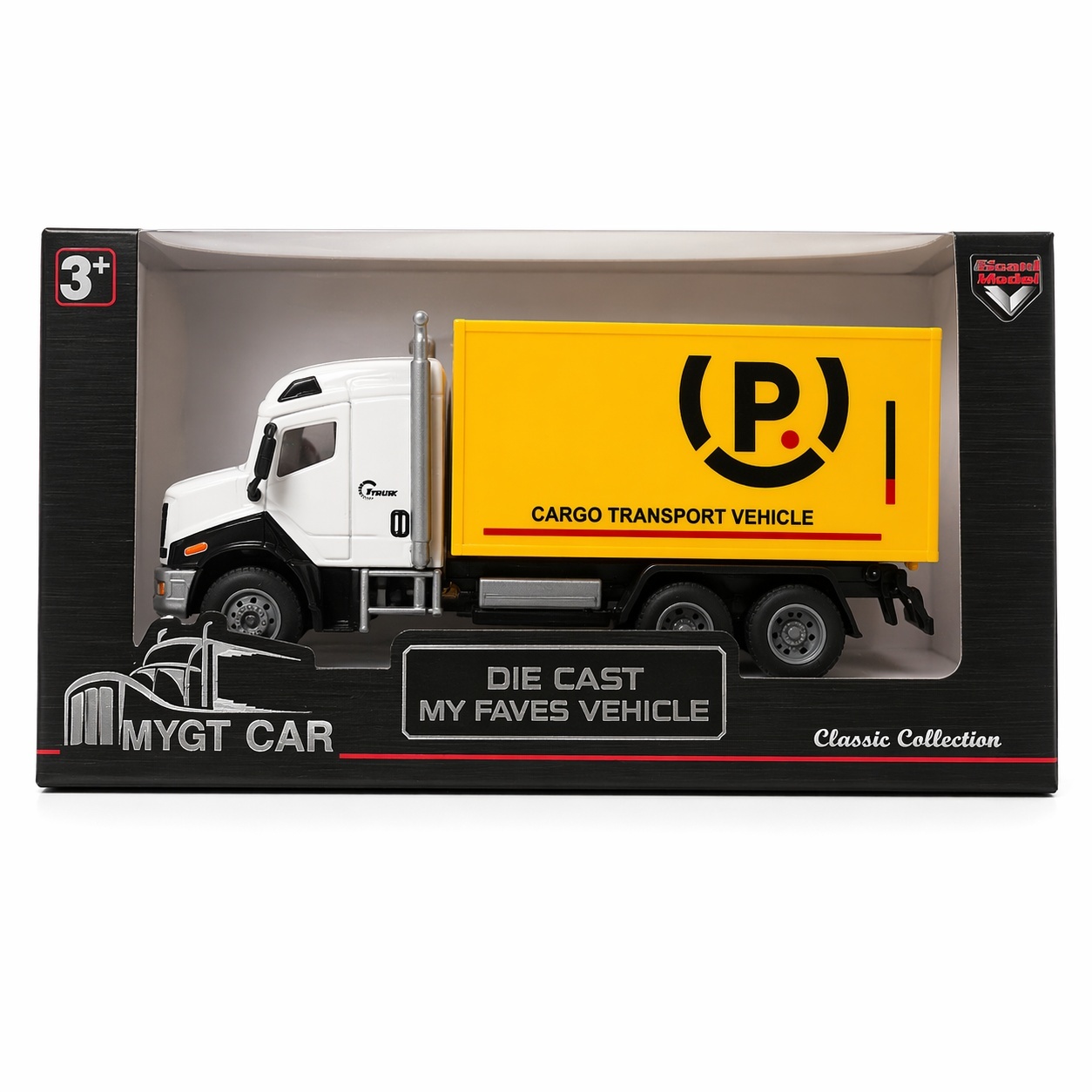 Camion cargo transport galben 26.5x11 cm jucarie copii 2