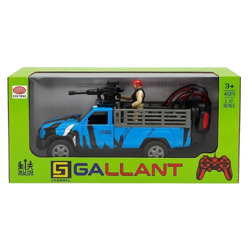 Camioneta militara cu radiocomanda 32x16 cm, cu soldat si tun, model camuflaj, jucarie pentru copii 2