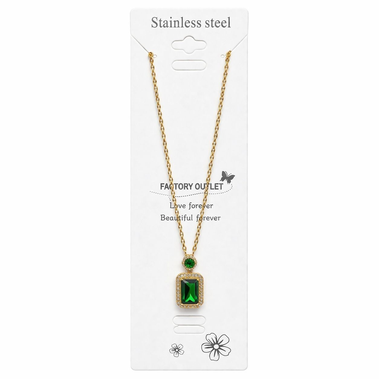 Colier Roxé Auriu cu Pandantiv Verde si cristale, Elegant, Reglabil 40 cm 2